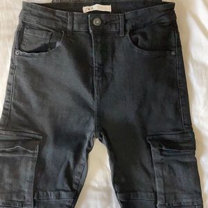 Zara skinny biker jeans zip ankle